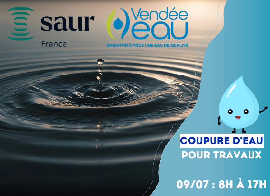 Coupure d&rsquo;eau pour travaux le 09/07 de 8H à 17H